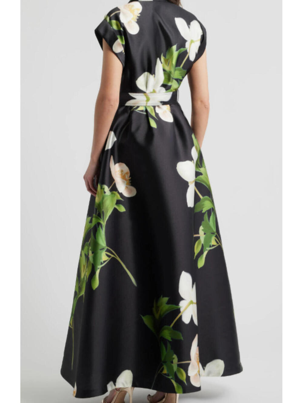 NEW Julia Jordan Belted Floral Mikado Shirtdress in Black multi Sz 6 #LD293 - Picture 3 of 9